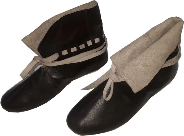 Stivali medievali in pelle marrone rievocazione scarpe da uomo stivali pirata-FS