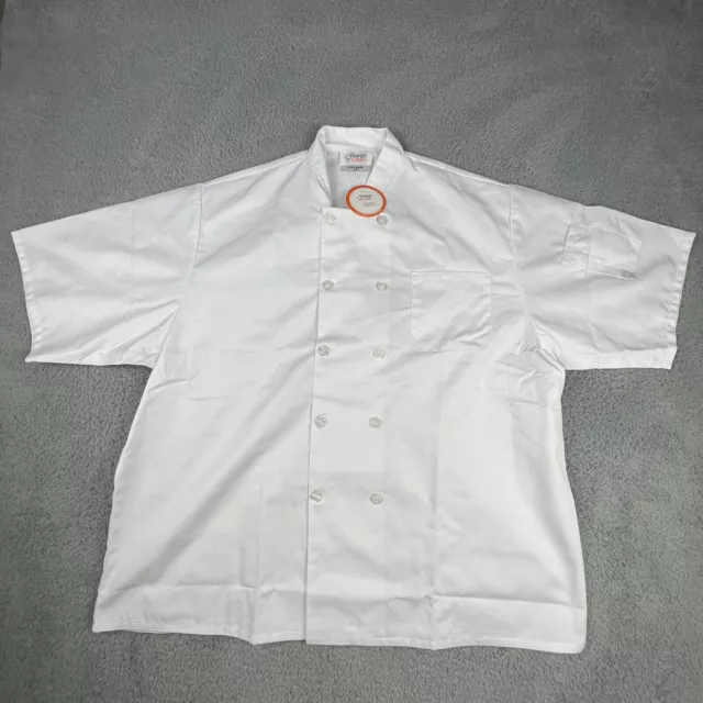 Happy Chef Uniform Shirt Adult 2XL XXL White Button Up Kitchen New