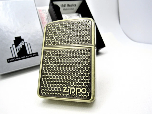 Grill Mesh Double Sides Antique Brass 1941 Replica ZIPPO 2016 MIB Rare 3
