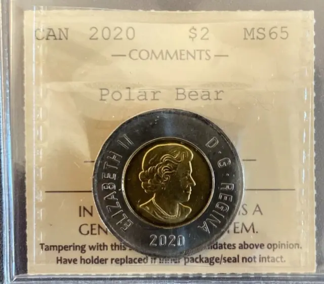 Canada - 2 Dollars - 2020 - Polar Bear - ICCS Certified - MS-65