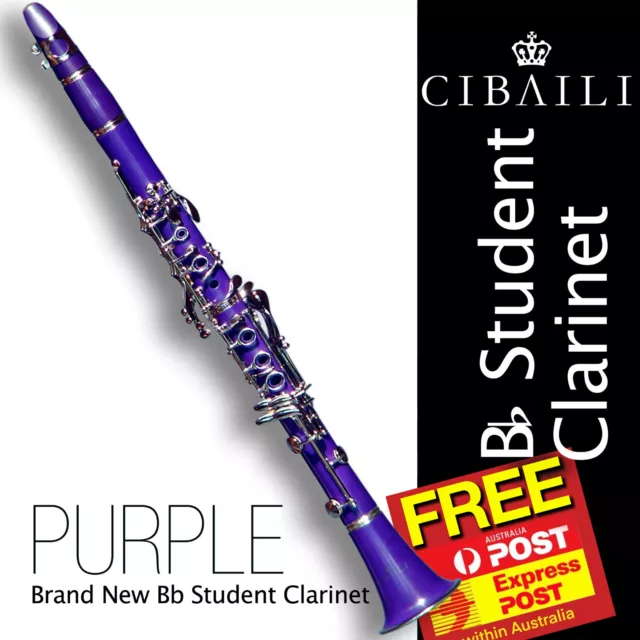 CIBAILI Bb PURPLE CLARINET • NEW • Perfect for school • Exc Quality FREE EXPRESS