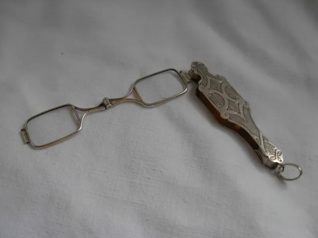 ANTIQUE FRENCH SOLID SILVER FOLDING GLASSES,LATE 19th CENTURY.
