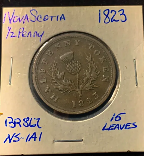1823 Canada Nova Scotia - Half Penny Token With Hyphen Breton 867