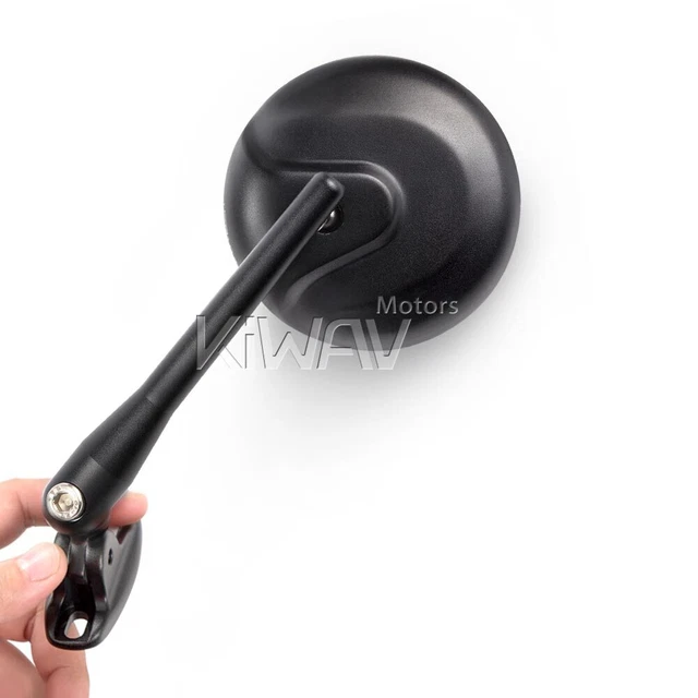 Rétroviseurs noir rond Retro convex base noire adjustable pour sportsbike ε
