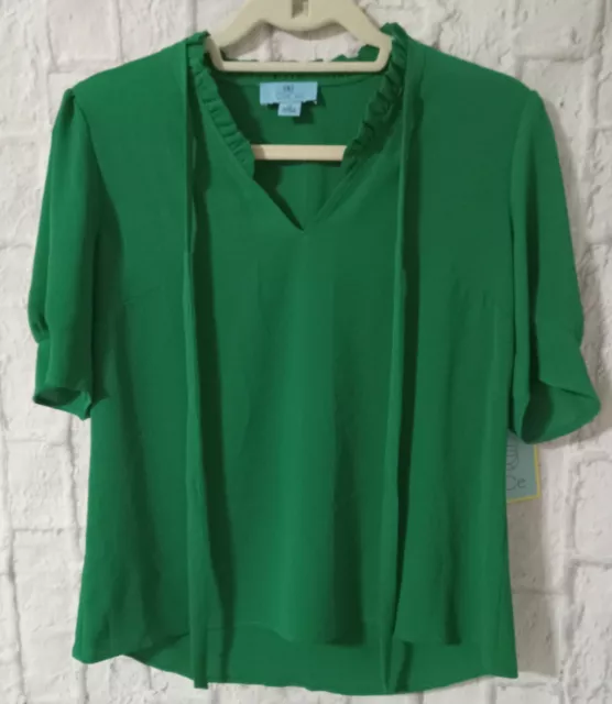 Cece Blouse Womens Petite Small Green