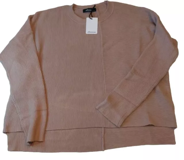 Olivaceous Crop Boxy Taupe Midweight Sweater Cashmere Blend Oversized Sz L