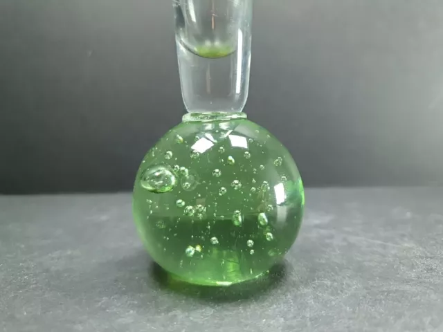 Lovely Tall Vintage Green Hand Blown Bubble Bud Vase 10"