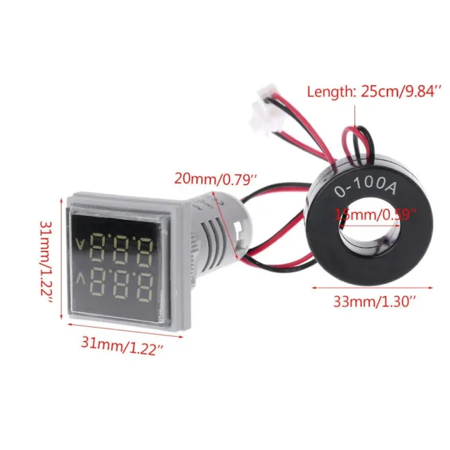 AC60-500V / 0-100A Digital LED Voltmeter Amperemeter Spannungsmesser Strommesser