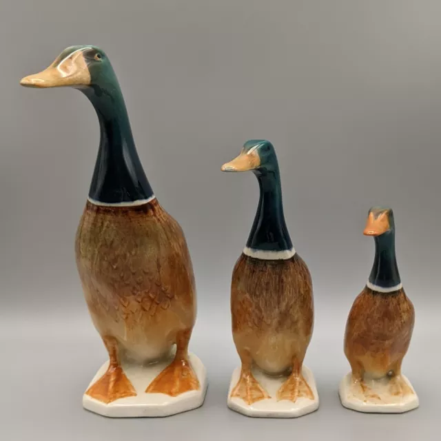 Vtg Beswick Mallard Duck 756-1, 756-2, 756-2A Standing Duck Set of 3 Figurines 3