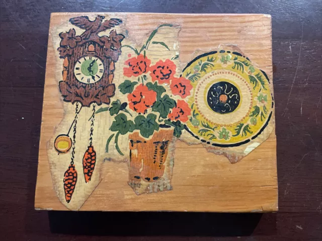 Handmade Artwork Stephen Vintage 1971 Clock Flower Art Work One Of A Kind