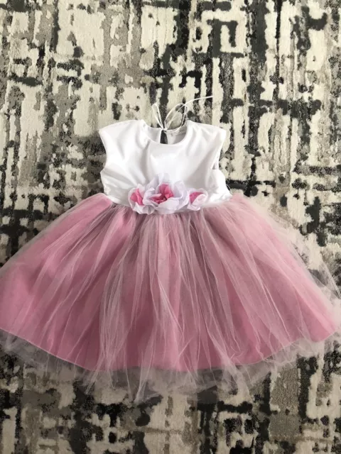 Girls Party Occasion Tutu Dress White Pink Age 2-3 Years