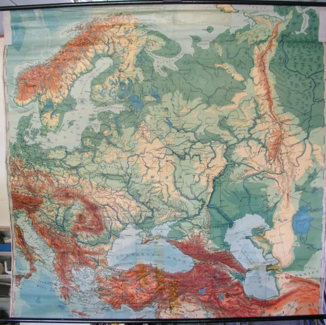 School Wall Map Card Eastern Europe Poland Russia Scandinavia 192x187cm 1942