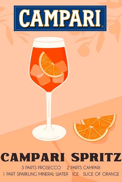 Poster Manifesto Locandina Pubblicità Stampa Vintage Aperitivo Campari 50x70 Cm.