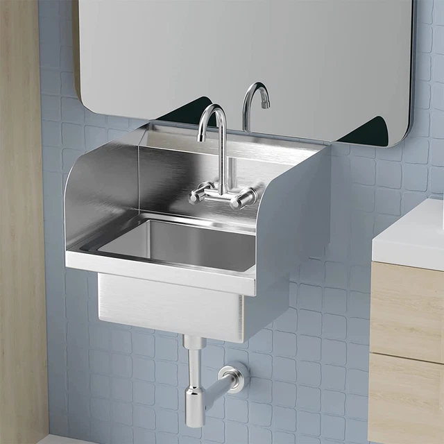Upgraded Commercial Hand Wash Sink Stainless Steel Prep/Bar Sink with Side Splas