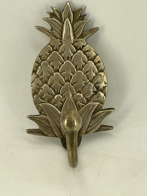 Vintage PINEAPPLE Solid Brass HOOK Hanger Coat Hat Towel