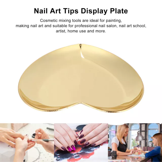 Tablero de exhibición de arte en uñas acero inoxidable con forma de corazón maquillaje cosmético manicura TPG