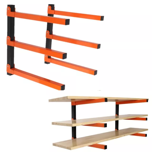 Wood Organizer Rack 2 Pack Wall Mount Lumber Rack Garage Storage With 3-Level