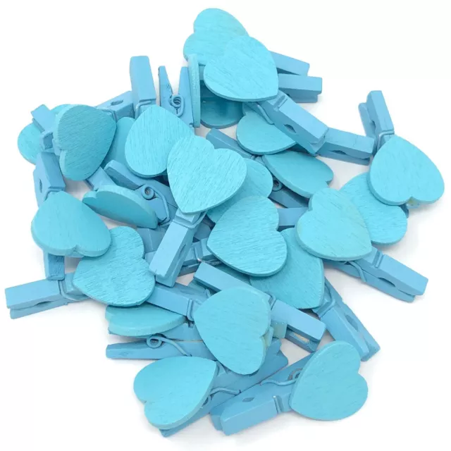 30mm Blue Mini Clothes Pegs with 18mm Blue Hearts Craft For ShabbyChic Wedding