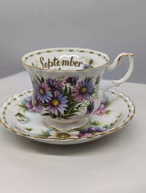 1970 ROYAL ALBERT Flower of The Month September Footed Cup & Saucer Set PLS READ