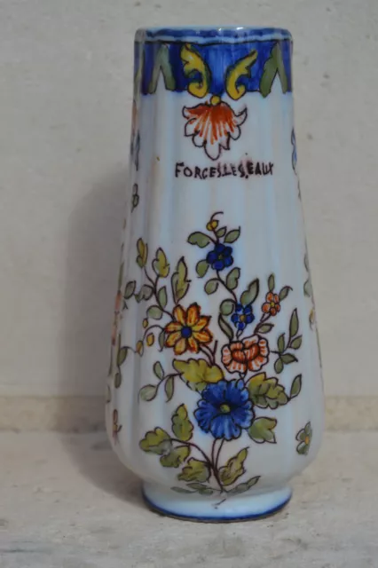 ancien petit VASE céramique ROUEN décor floral - FORGES LES EAUX - réf 530/2