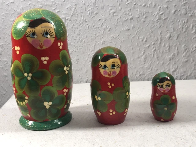Russische Matroschka, alte Babuschka, Matrjoschka! Matrioschka! 3 Holzpuppen!!!!
