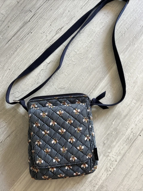 Vera Bradley RFID Mini Hipster In Recycled Cotton, Bees Navy Pattern