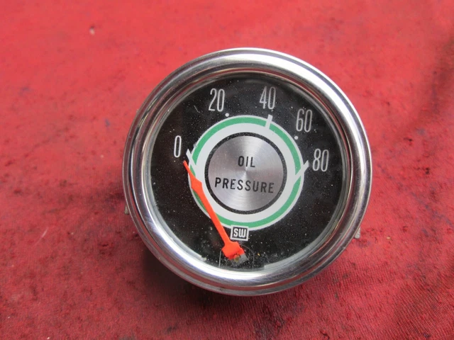 Stewart Warner Oil pressure Gauge green line rat hot street rod gasser Shelby Stewart Warner Oil pressure Gauge green line rat hot street rod gasser Shelby