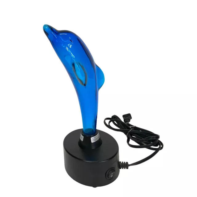 LumiSource Electra Blue Glass Dolphin Plasma Lightning Lamp Light 12" TESTED**
