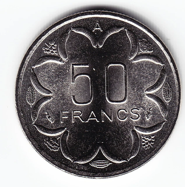 CENTRAL AFRICAN STATES / CHAD 50 Francs 1982 letter A KM11 Nickel NON-essai RARE