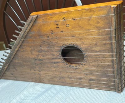ANTIQUE WOOD LAP STRING HARP GUITAR MANDOLIN Zither 1800s !
