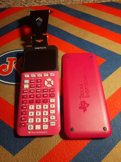 Texas Instruments TI 84 Plus CE Graphing Calculator Pink, Cover & Charging Cable