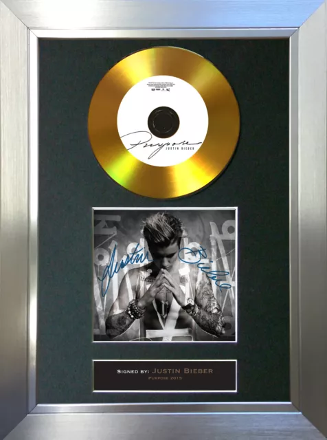 JUSTIN BIEBER Purpose Mounted Signed Autograph GOLD CD Print A4 #86 3