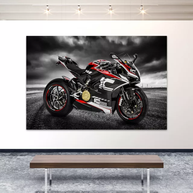 Leinwandbild Ducati Panigale V4 Abstrakt Motorrad Bilder Kunstdruck Gemälde