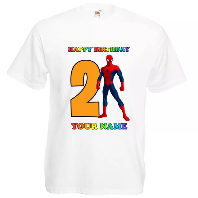SPIDERMAN Personalised Name Age T-shirt Kids Birthdays Gifts Boys Girls