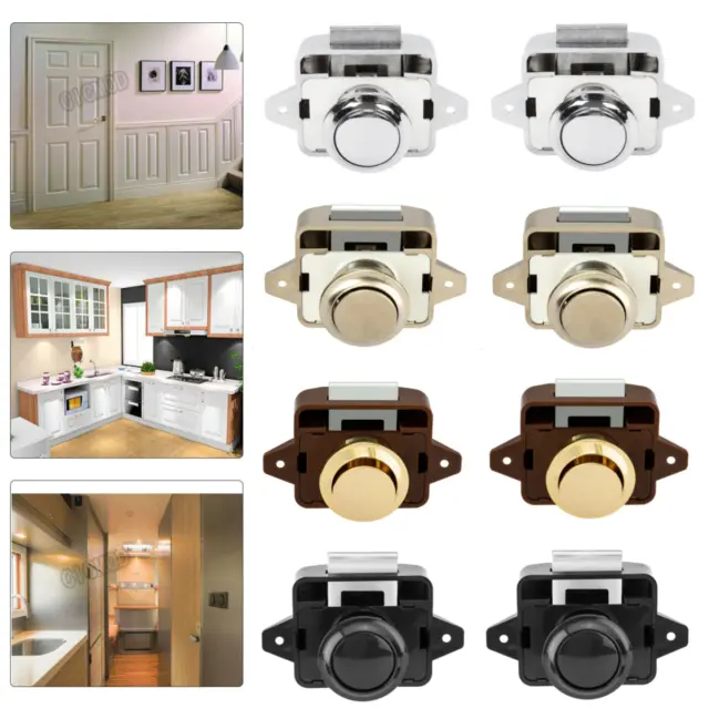 Push Button Catch Lock Cupboard Door Motorhome Cabinet Truck Caravan Latch Knob