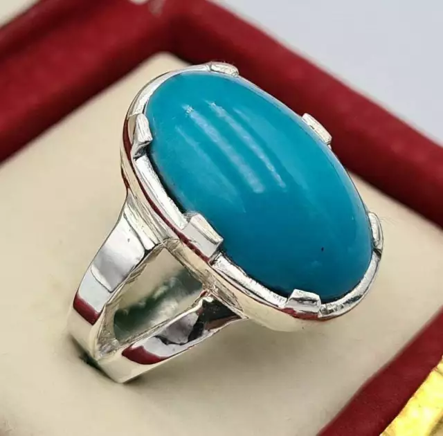 AAAA Sleeping beauty unisex feroza ring real turquoise stone jewelry mens rings