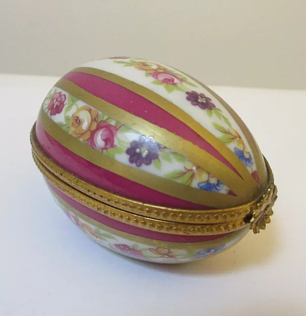 Limoges Dubarry Porcelain Trinket Box Striped Egg