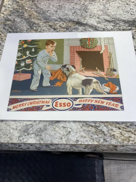 Vtg ESSO Service Gas Station Christmas Card 1950s Montgomery WVa