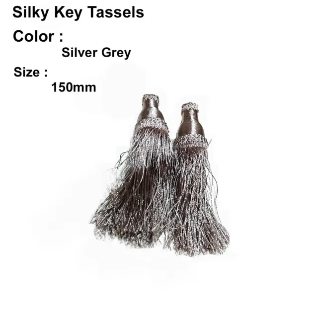 2X Silky Key Tassels, Cushions, Blinds, Bibles, Curtains,Silver Grey