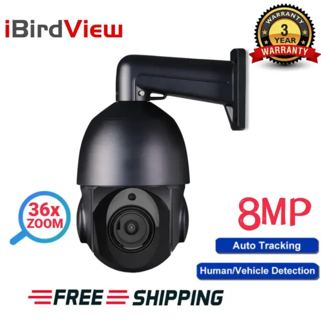 4K PoE PTZ Security Camera System 360° View 36X Optical Zoom Auto Tracking