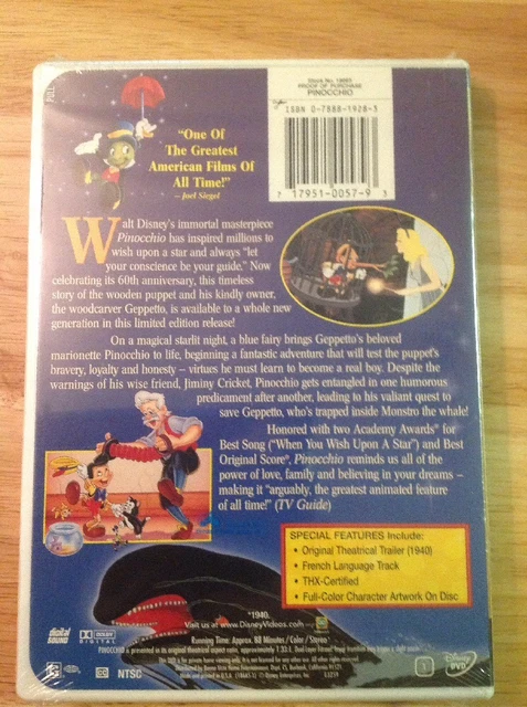 Pinocchio (DVD,1999,Limited Issue)NEW Authentic DISNEY RELEASE Buena Vista stamp 2