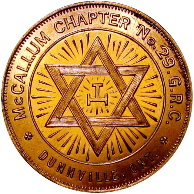 Dunnville Ontario Canada Masonic Chapter Penny Token McCallum Chapter No. 29