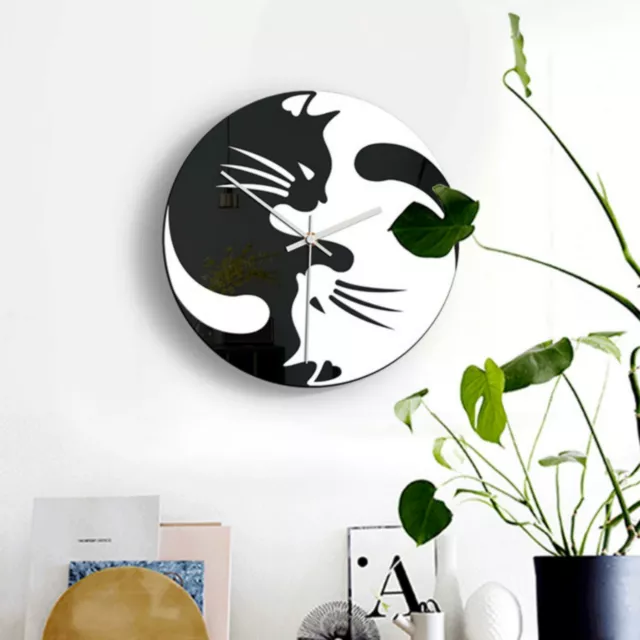 Yin-Yang Black & White Cat Wall Clock Kitchen UK 283mm Diameter Gift Boxed Cats
