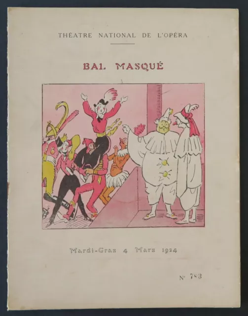 Programme Théâtre NATIONAL DE L’OPÉRA Bal Masqué Mardi-Gras 1924