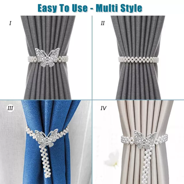 Beautiful Pearl Elastic Rope Curtain Holders Tieback Silver for Home decor