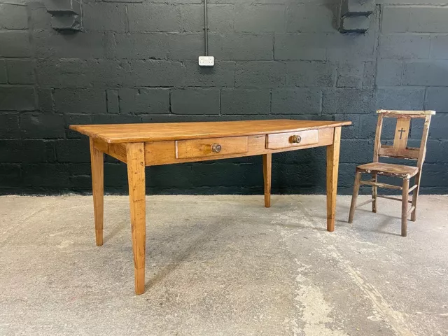 Antique French Elm Farmhouse Dining Table, Circa 1800s