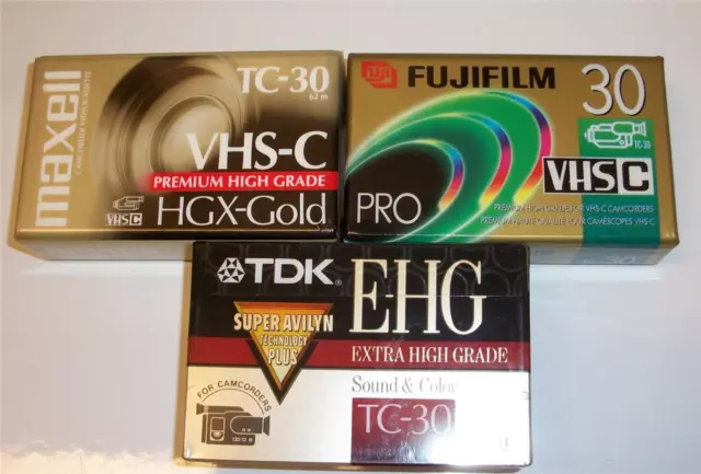 Maxell Fuji Tdk Lot 3 Tc-30 Video Camera Blank Tapes New  Free Shipping  Vhs C