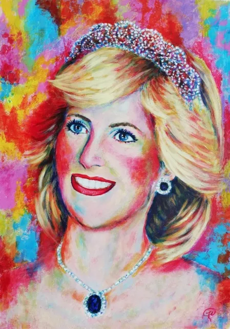 Original Acrylic Painting Lady Diana -Princess Diana Portrait  -Royal style
