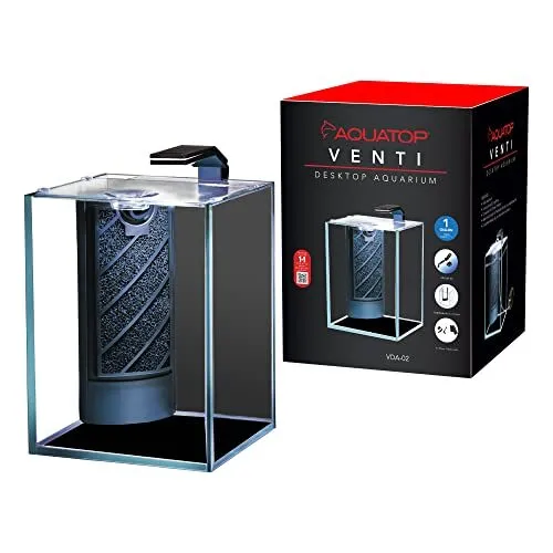Aquatop Venti Professional Showcase Glass Aquarium Kit, 1-Gallon – for Freshw...