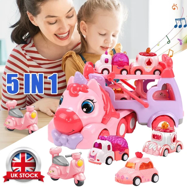 UNICORN TOY GIRL Cars Carrier Truck Toys for Girls Toddlers with Sound ...
